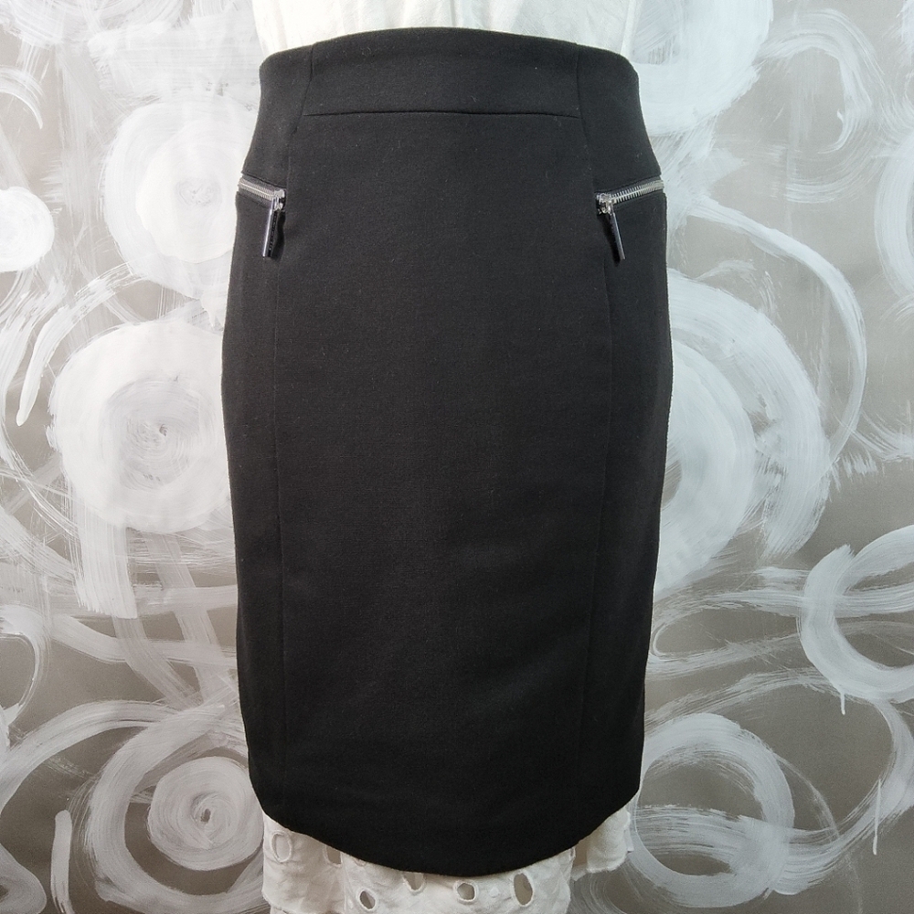 MICHAEL KORS Black Zip Pencil Skirt Wmns Sz L Fully Lined Short Stretch BodyCon
